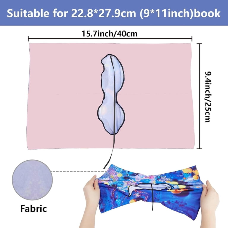FKELYI Stretchable Book Covers, Plum Blossom Print, Washable, For Hardcover Textbooks Up To 9x11 Inches