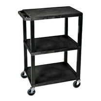 Luxor 300 lb. 24" x 18"" 3-Shelf Black Utility Cart