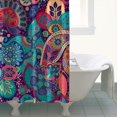 thumbnail image 4 of Boho Floral Shower Curtain 72x72 Inches - Tropical Leaves, Vintage Botanical Print, Waterproof Fabric for Chic Bathroom Decor, Modern Farmhouse & Bohemian Style, 4 of 5