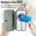 thumbnail image 2 of Clear Case for Nothing Phone 1 with Card Holder, Fiber Pattern PU Leather Wallet Flip Shockproof Phone case Cover for Nothing Phone 1 QW Green, 2 of 18
