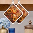 thumbnail image 2 of Thanksgiving Pumpkin Pot Holders for Kitchen Heatproof Potholder, 4 Pack Fall Maple Leaf Sunflowers Harvest Orange Hot Pads Multipurpose Oven Pads Terry Cloth Potholders Trivet for Cooking and Baking, 2 of 9