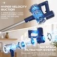 thumbnail image 3 of WARIOUT 35KPA Cordless Stick Vacuum Cleaner, Lightweight Self-Standing Vacuum for Pet Hair, Carpet & Hardwood Floor, with 45Min Runtime, LED Display, HEPA Filtration and 6 Tools, 3 of 19
