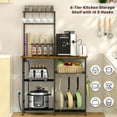thumbnail image 4 of Bakers Rack with Power Outlet, Kitchen Microwave Stand with 10 S-shaped Hooks, 6-Tier Coffee Bar Station, Kitchen Storage Shelf Rack for Spices, Pots, Rustic Brown, 4 of 14