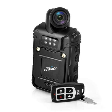 Updated Pyle Body Camera | Wireless Compact Security Camera | 7+ Hours Recording | Night Vision, Rechargeable Batteries | Memory 32GB & LCD Display | Splash Proof & Water Resistant | Police