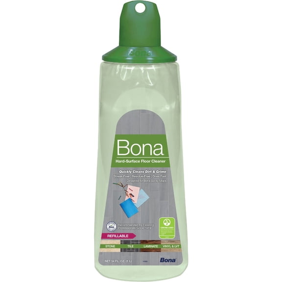 Bona Multi-Surface Floor Cleaner Refillable Spray Mop Cartridge - For Stone, Tile, Laminate, Vinyl - 34 fl oz