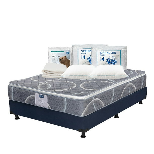 Colchón Queen Size Restonic Bongo + Box + 2 Almohadas + Protector de colchón