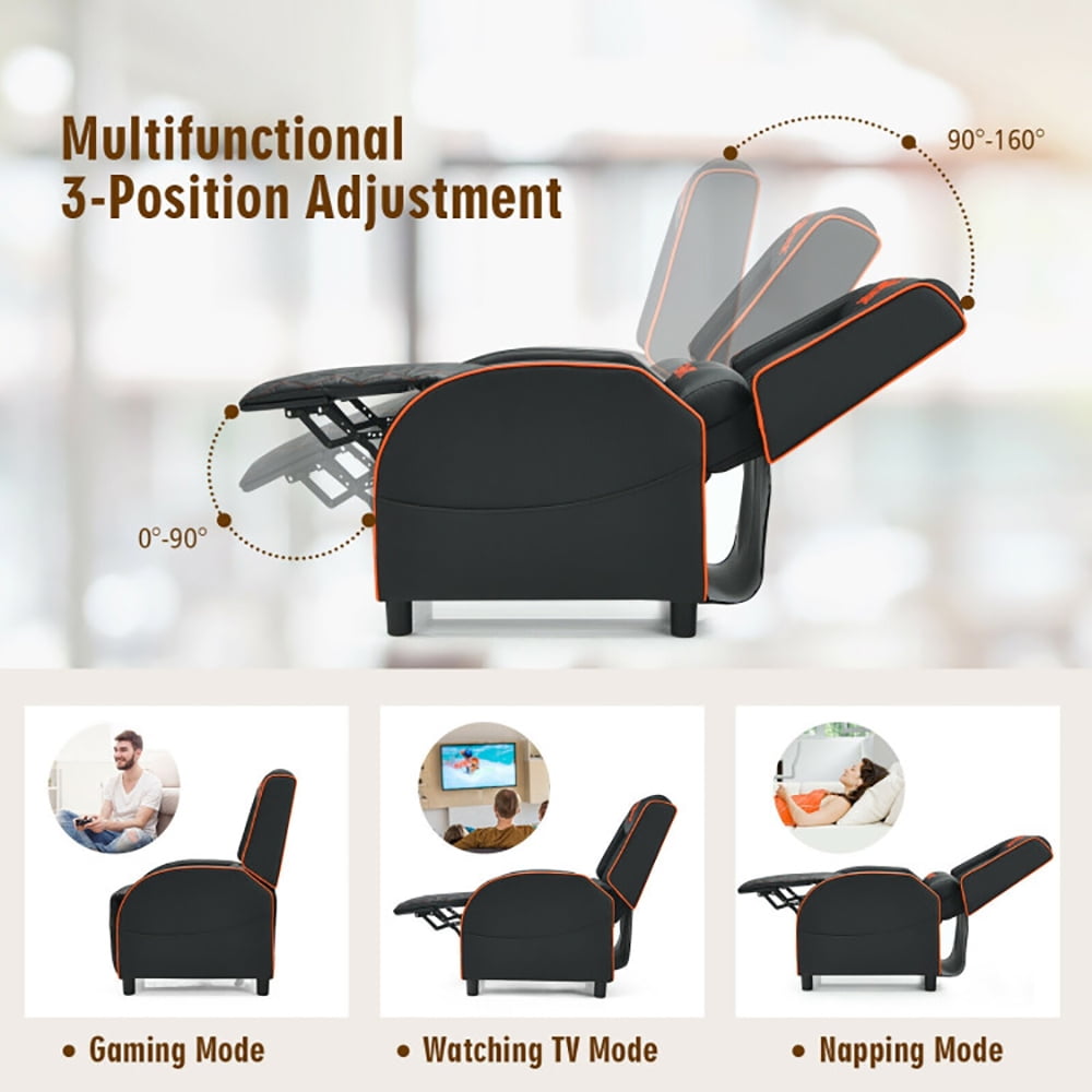 Finihen Massage Recliner Chair, Massage Gaming Recliner Chair with Headrest and Adjustable Backrest, for Home Theater, Orange