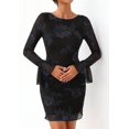 thumbnail image 4 of Vestido PRETTYGARDEN 2025 Bordado Floral con Mangas Campana Negro Talle S, 4 of 8