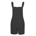 thumbnail image 6 of Babysbule Women Shorts Clearance Women Elastic Waist Dungarees Linen Cotton Pockets Rompers Playsuit Shorts BK/M, 6 of 8