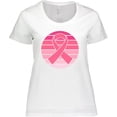 thumbnail image 3 of Inktastic Breast Cancer Pink Ribbon Retro Women's Plus Size T-Shirt, 3 of 5