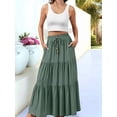 thumbnail image 4 of Women's Spliced Pleated Midi Pockets or Skirt for Casual Green L, 4 of 8