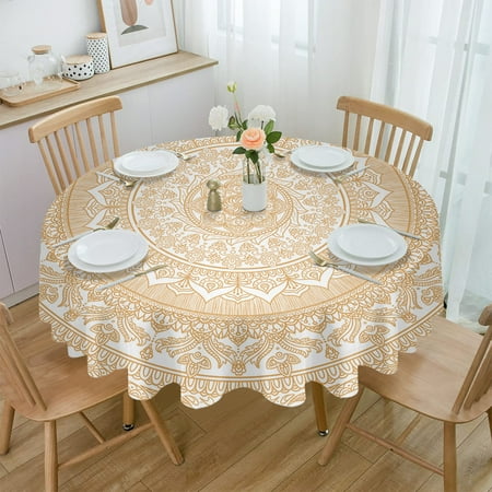 

Boho Vintage Mandala Flower Round Waterproof Tablecloth Picnic Decorative Table Cover Home Party Wedding Dining Room Table Cloth