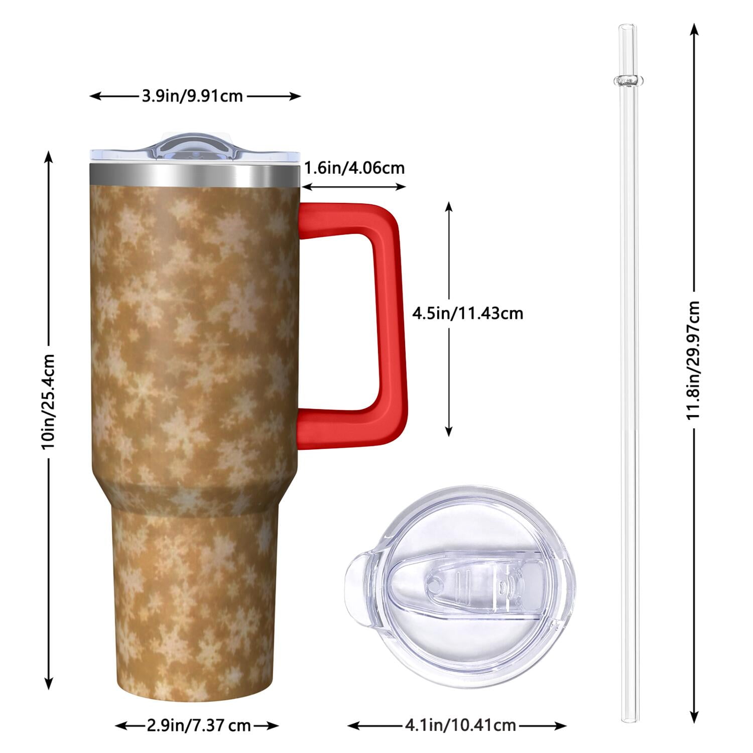 Golden Christmas Snowflake Pattern Tumbler with Handle and Lid,40oz Double Wall Vacuum Insulated Tumbler,Cups Gift for Women and Men