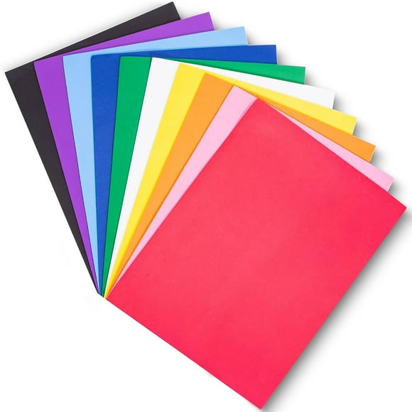Toytexx Feuilles de Mousse EVA, Lot de 10, 8,25 x 11,5 Pouces, 10 Couleurs, Papier de Mousse de 2 mm d'Épaisseur pour Artisanat