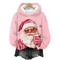 thumbnail image 5 of Women's Hooded Long Sleeve Christmas Printed Flannel Top Hooded Sweatshirt for Winter Comfort and Holiday Fashion,Pink,L, 5 of 7