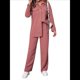 thumbnail image 3 of Conjunto de Dos Piezas de Punto para Mujer: Chaqueta de Larga con Botones y Pantalón Recto. Sandía Roja XL, 3 of 7