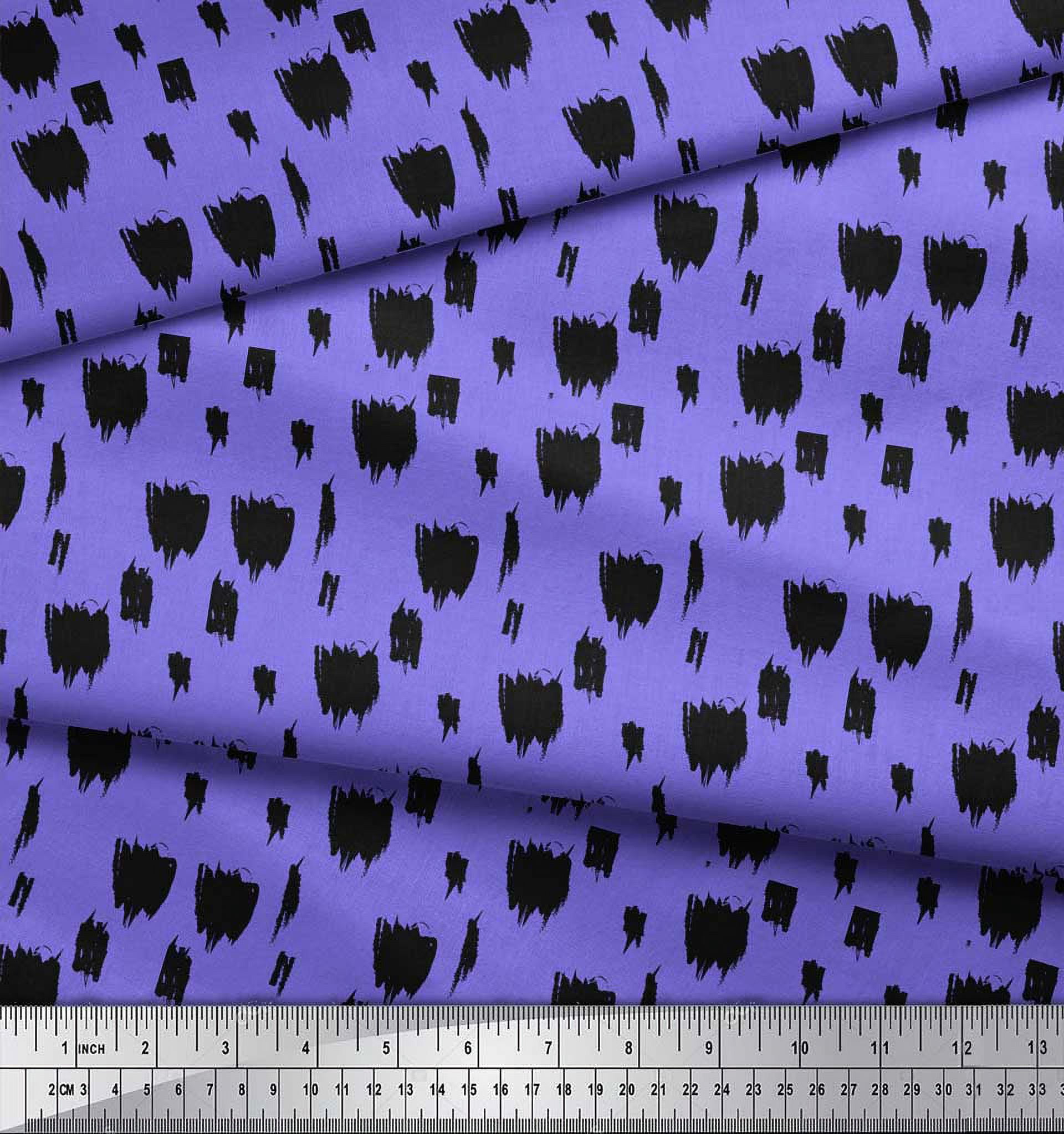 Soimoi Purple Rayon Fabric Brush Stroke Abstract Print Fabric by the Yard 56 Inch Wide