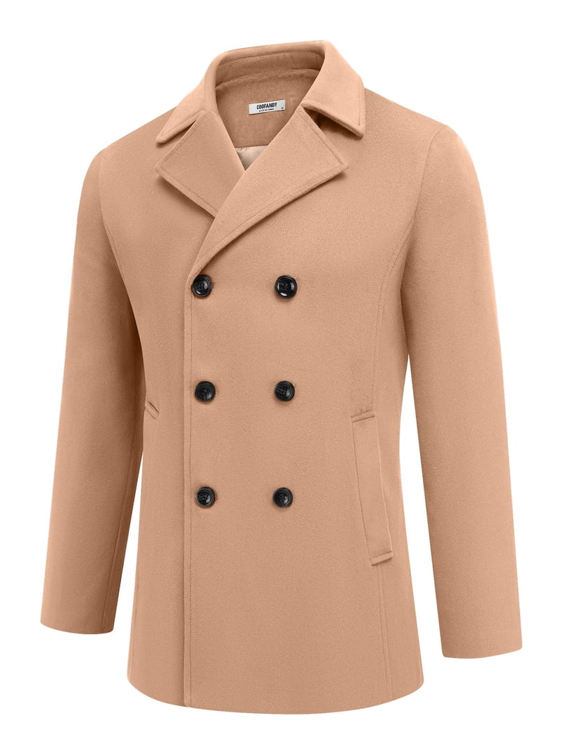 COOFANDY Mens Coat Double Breasted Short Trench Coat, Business 