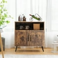 thumbnail image 2 of Costway Armoire de Rangement Milieu du Siècle avec Portes, Supports pour Verres à Vin, Brun Rustique, 2 of 9