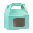thumbnail image 5 of Restaurantware-Bio Tek 4 x 2.5 x 2.5 Inch Gable Boxes For Party Favors, 100 Attractive Gift Boxes - With Built-In Handle, Disposable, Turquoise Paper Barn Boxes, For Parties, 5 of 11