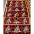 thumbnail image 2 of Christmas Stair Treads for Wooden Steps Indoor Runner Rug Carpet, Cardinal Pine Cone Branches Black Red Plaid 7 Pieces Peel and Stick Staircase Step Treads Covers Washable Throw Door Mats, 30"x8", 2 of 7
