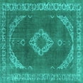 thumbnail image 1 of Ahgly Company Indoor Square Oriental Turquoise Blue Industrial Area Rugs, 8' Square, 1 of 4