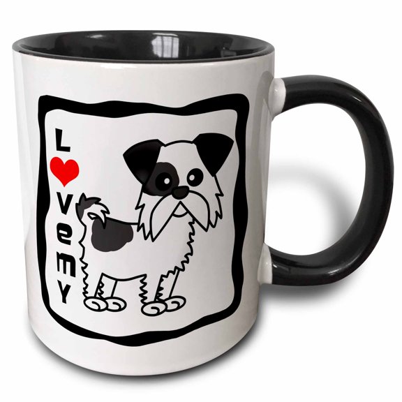 3drose, I Love My Shih Tzu Black and White, 11oz Two-tone Black Mug
