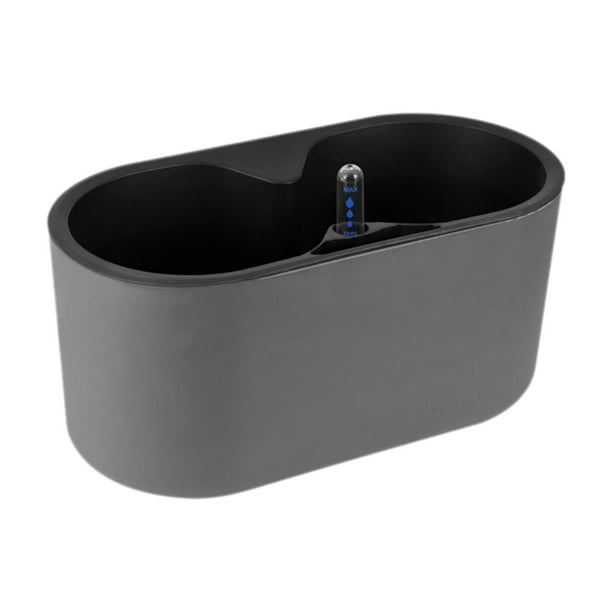 Maceta rectangular sencilla con autorriego para hierbas, ideal para el hogar, la oficina, la mesa o la cafetería. Nivel de agua negra