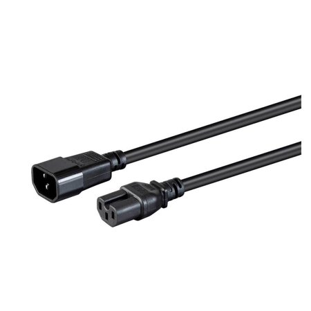 UPC: 0889028103012 | Monoprice Heavy Duty Power Cable – 6 Feet – Black | IEC 60320 C14 to IEC 60320 C15  14AWG  15A  SJT  100-250V