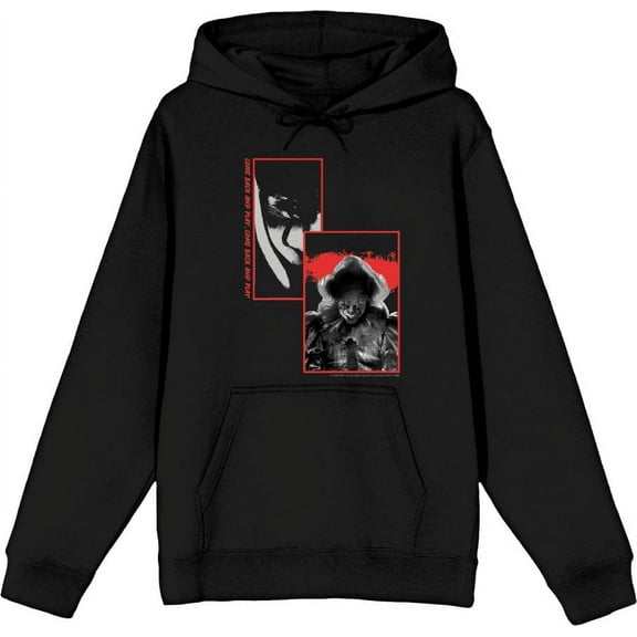 It Chapter 2 Pennywise Screengrab Collage Adult Black Long Sleeve Hoodie-XL