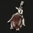 thumbnail image 1 of Collier Pendentif Pingouin Femme Pierre Naturelle Œil de Tigre Mignon Animal Homme, 1 of 6
