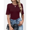 thumbnail image 6 of ANRABESS Womens Half Sleeve Tops Crewneck Shirts Basic Fit Tee Trendy 2026 Spring Summer Business Casual T-Shirts Burgundy XL, 6 of 7