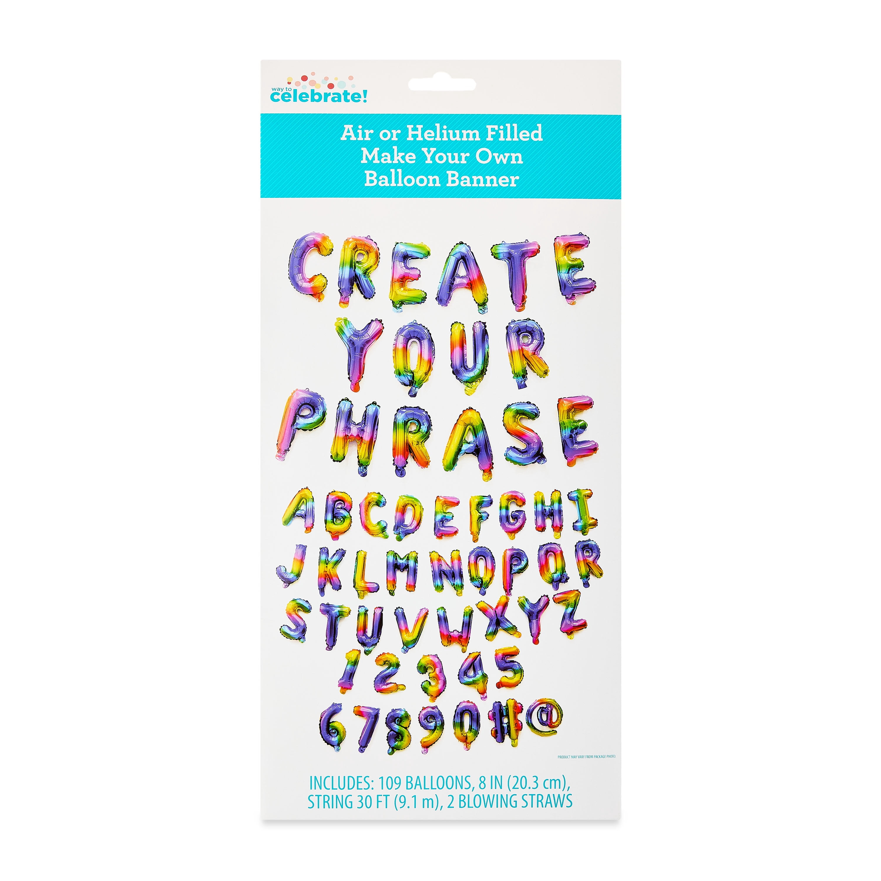 Rainbow Make Your Own Balloon Banner, 109 Pieces, by Way To Celebrate