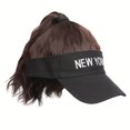 thumbnail image 1 of KAKOWELY Gorra de béisbol con cola de caballo rizada: Peluca elegante para mujer - Cola de caballo alta con visera para uso diario y fiestas. Peluca sintética., 1 of 4