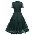 thumbnail image 5 of UoCefik Womens Short Sleeve Wedding Guest Dress A-Line Lace Formal Party Cocktaill Midi Dress Prom Dark Green M, 5 of 6