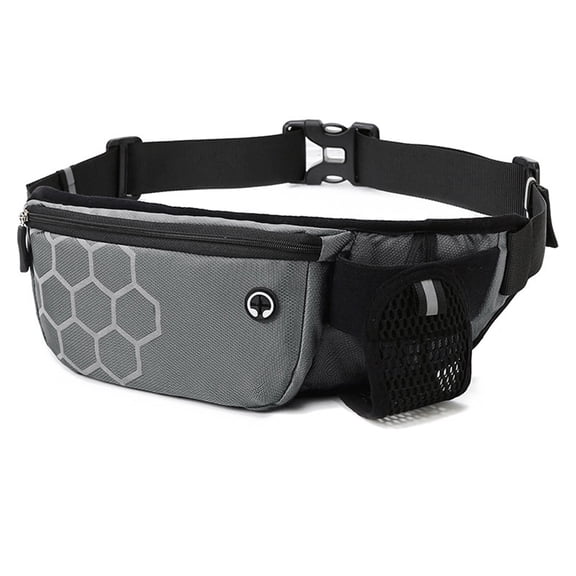 Fanny Pack with Water Bottle, Running Waterproof Waist Pack for Jogging Casual Workout Traveling - grey