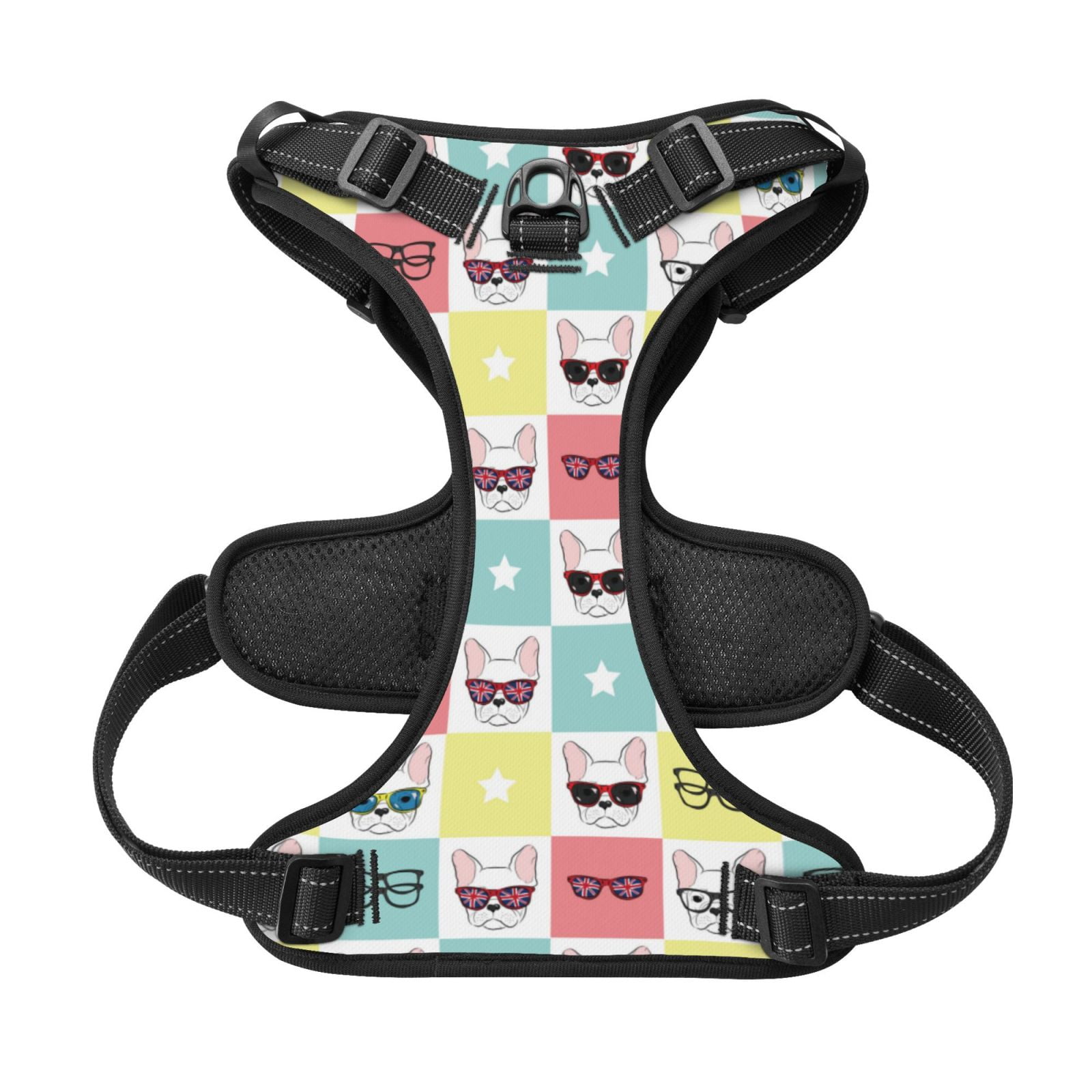 Kdxio Cute French Bulldog Print No Pull Dog Harness Adjustable Reflective Oxford Easy Control Medium Large Dog Harness for Training and Everyday-X-Large