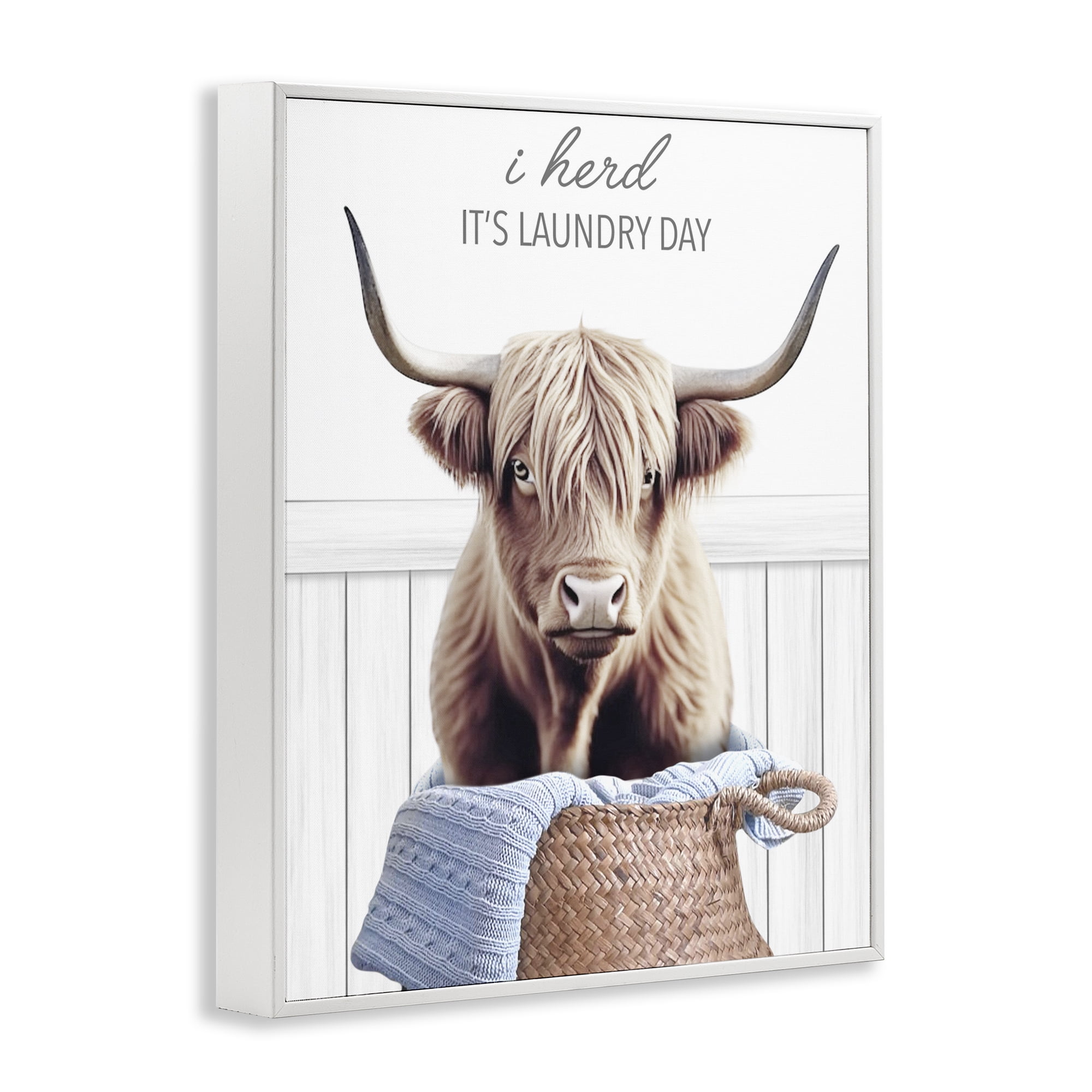 Herd It's Laundry Day White Framed Giclee Art, design by Marcus Prime