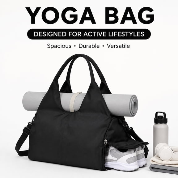 Yoga Mat Bag Tote, Portable Yoga Gym Bags for Women Men with Waterproof Wet Pocket and Adjustable Strap, Quick Access Storage Yoga Mat Bag Carrier