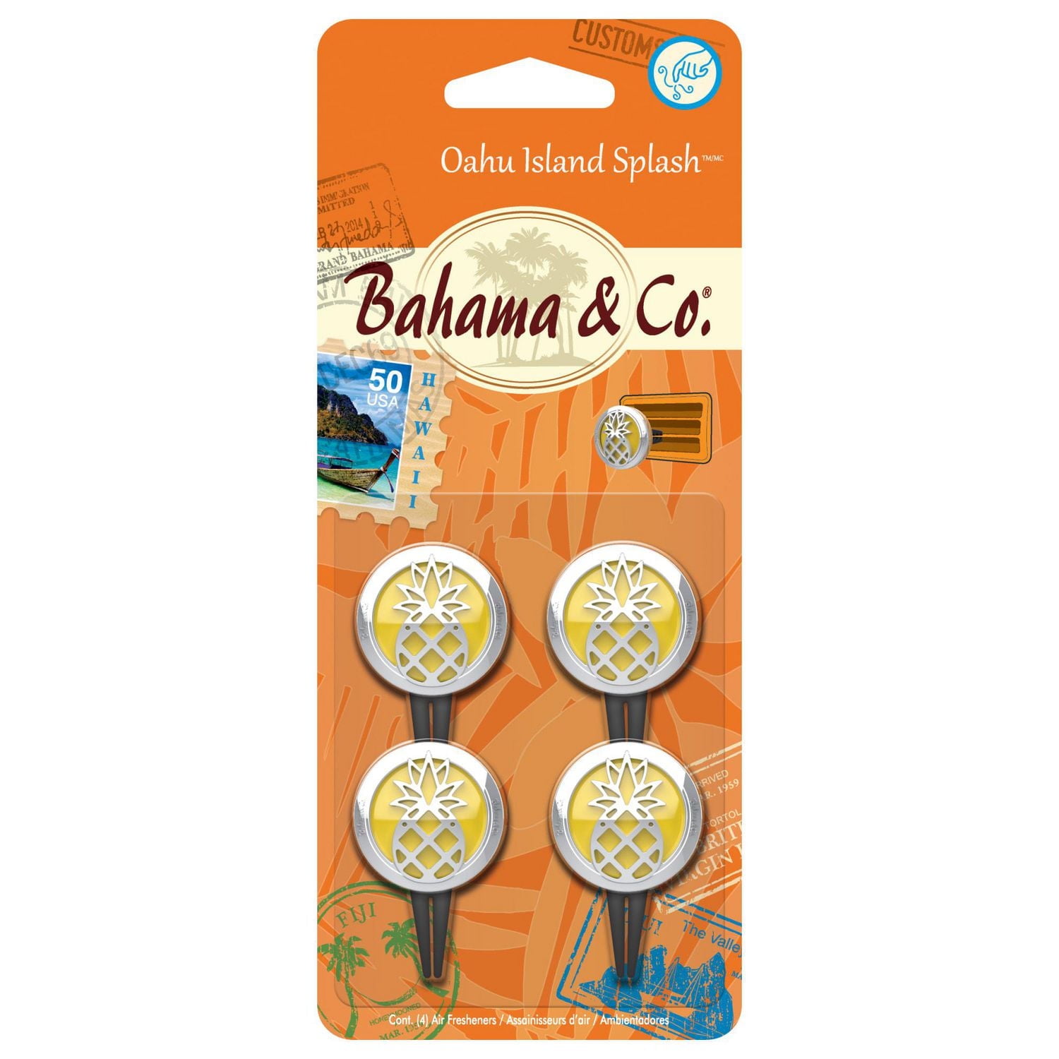 Bahama & Co. Vent Air Freshener (Oahu Island Splash Scent, 4 Pack)