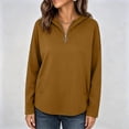 thumbnail image 5 of Lcziwo Quarter Zip Sweatshirt for Women Long Sleeve Oversized Casual Hoodies Y2K Fall Winter Fashion Pullover with Pockets Coffee,L, 5 of 7