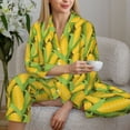 thumbnail image 6 of Gukieu Corn 1 Print Women's Long Sleeve Pajama Set, Button Top Elastic Pocket Pajama Pants Two Piece Set Home Wear-Large, 6 of 7