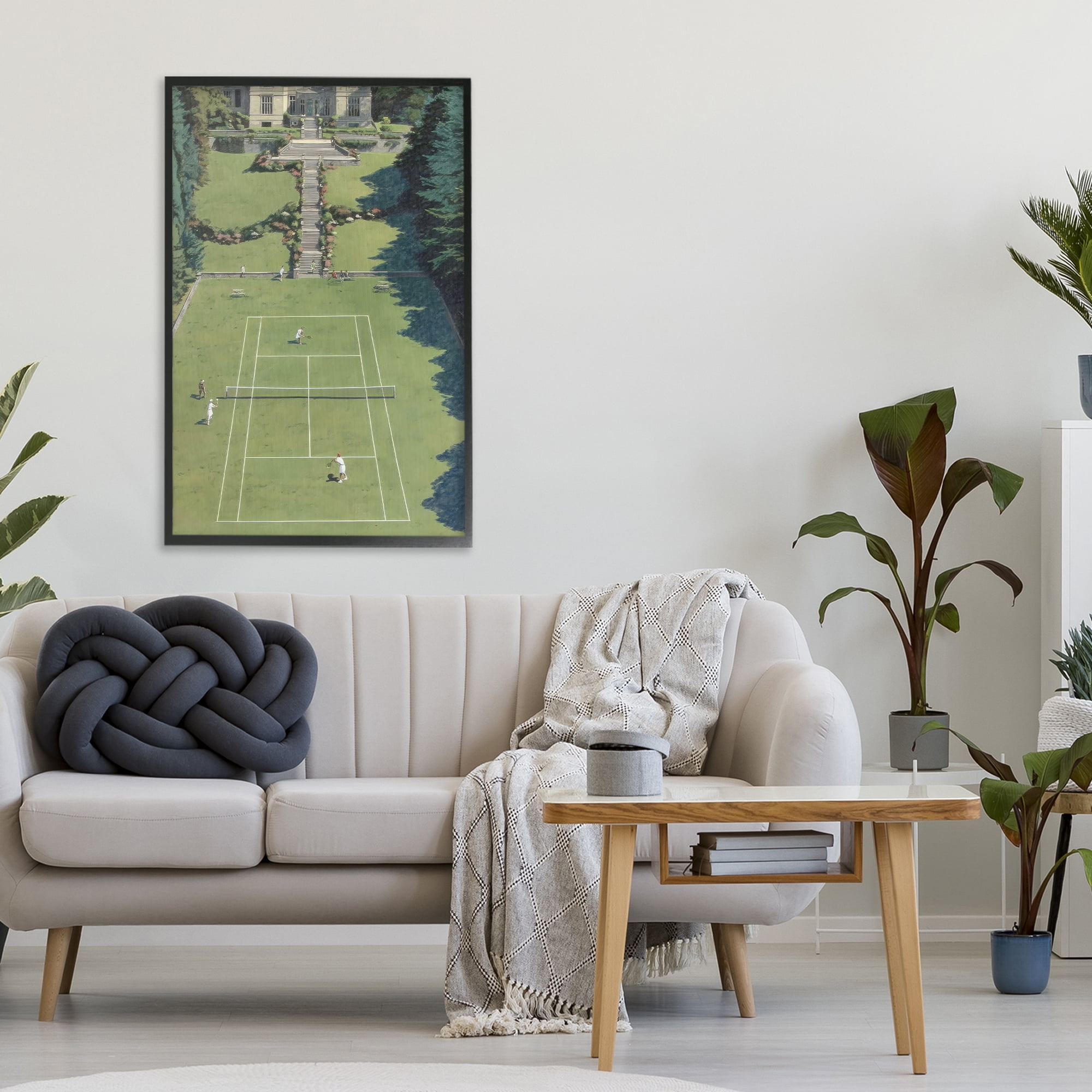 Stupell Industries Tennis Court at Mansion Black Framed Giclee Art, design by Petal Prints Design