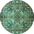 thumbnail image 1 of Ahgly Company Machine Washable Indoor Round Persian Turquoise Blue Traditional Area Rugs, 5' Round, 1 of 4