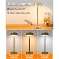 thumbnail image 3 of Cordless Table Lamp, Stepless Dimming Eye Care 3 Color Temperature Iron PC LED Battery Operated Table Lamp  for Bedroom, 3 of 7