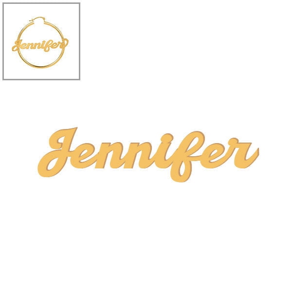 Personalized Script Name Polished Tube Hoop Earrings