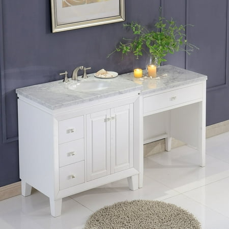 Silkroad Exclusive 67 Transitional Bathroom Vanity Carrara Marble Silkroad Exclusive 67 Transitional Bathroom Vanity Carrara Marble Top Single Sink Cabinet