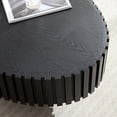 thumbnail image 5 of 43.7" Oval Coffee Table, Modern Handcraft Drum Coffee Table with Solid Wood Pedestal, Wood Small Coffee Table  for Living Room Apartment, Matt Black, 5 of 8