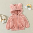 thumbnail image 2 of Otqutp Toddler Jackets Toddler Kids Girls Boys Full Zip Up Hooded Jacket Coat Bear Ear Long Sleeve Thick Outerwear Snowsuit with Pocket(Pink,9-12 Months), 2 of 5
