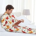 thumbnail image 6 of Naloa Flower Chicken Men’s Pajamas Set - Long Sleeve Button Down Sleep Shirt and Pajama Bottoms Sleepwear Set-X-Large, 6 of 7